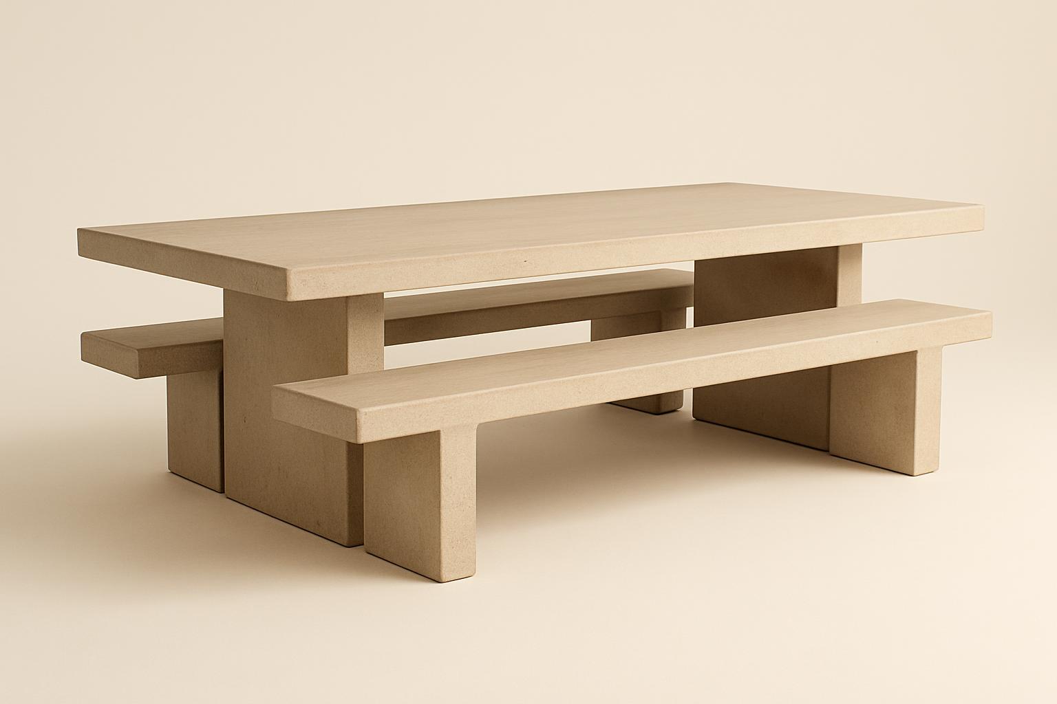 Cast Concrete Table & Benches