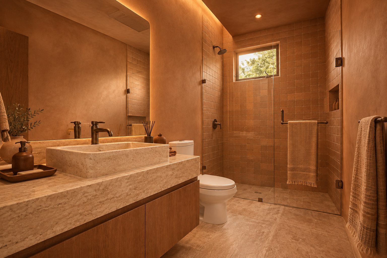 Bathrooms designed and furnished by the studio