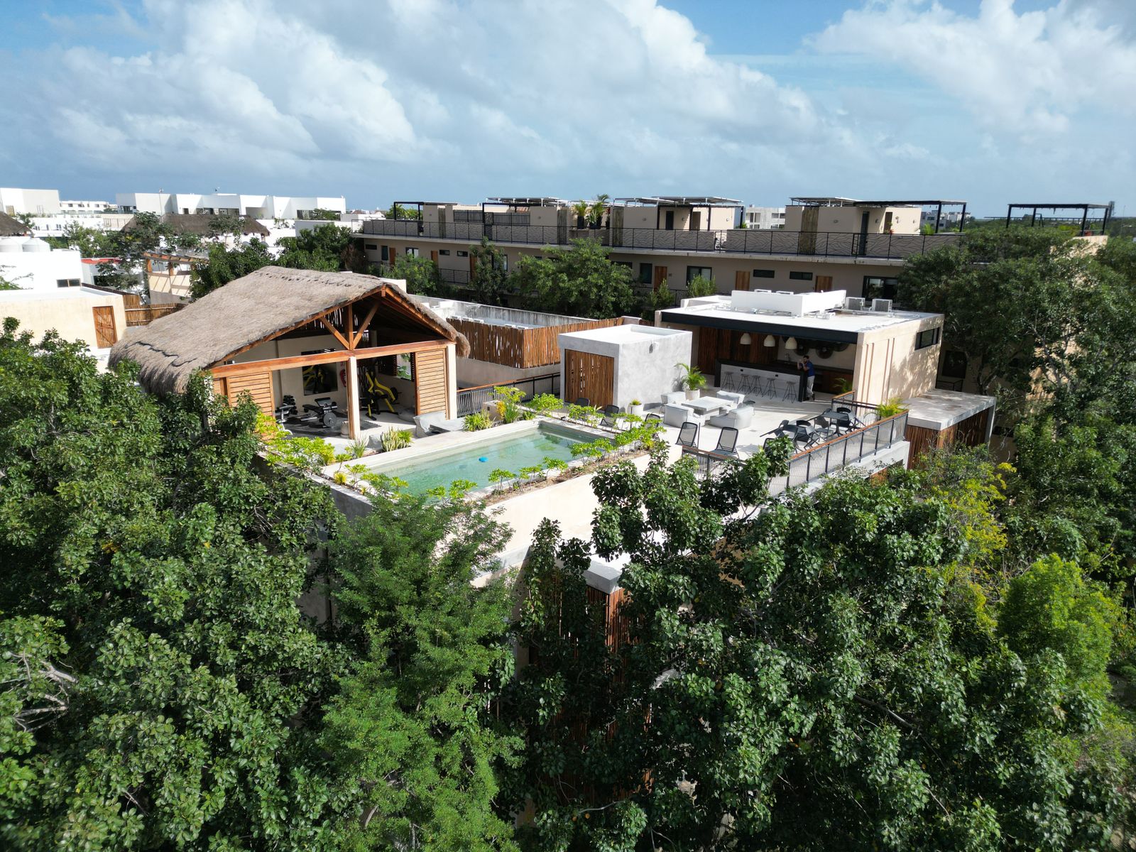 Chukum-finished villa pool at the edge of the jungle, Riviera Maya